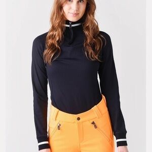 Bogner Madeline First Layer Ski Top Quarter Zip Navy Blue Color size Large NWT